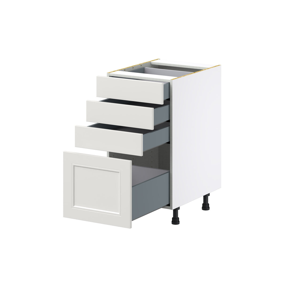 Hugo&Borg Belcourt 18-in W x 34.5-in H x 24-in D Gray Painted 4-Drawer Base Fully Assembled Cabinet (Recessed Panel Style)