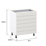 Hugo&Borg Belcourt 30-in W x 34.5-in H x 24-in D Gray Painted 6-Drawer Base Fully Assembled Cabinet (Recessed Panel Style)