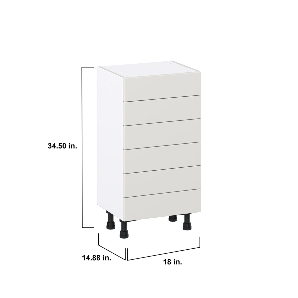Hugo&Borg Belcourt 18-in W x 34.5-in H x 14-in D Gray Painted 6-Drawer Base Fully Assembled Cabinet (Recessed Panel Style)