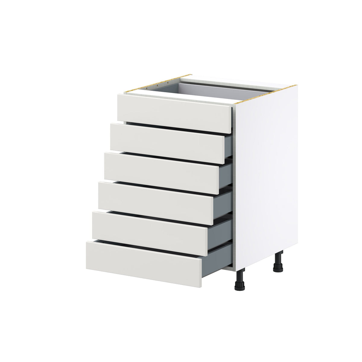 Hugo&Borg Belcourt 24-in W x 34.5-in H x 24-in D Gray Painted 6-Drawer Base Fully Assembled Cabinet (Recessed Panel Style)