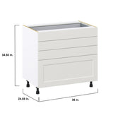 Hugo&Borg Belcourt 36-in W x 34.5-in H x 24-in D Gray Painted 4-Drawer Base Fully Assembled Cabinet (Recessed Panel Style)