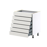 Hugo&Borg Belcourt 30-in W x 34.5-in H x 24-in D Gray Painted 6-Drawer Base Fully Assembled Cabinet (Recessed Panel Style)