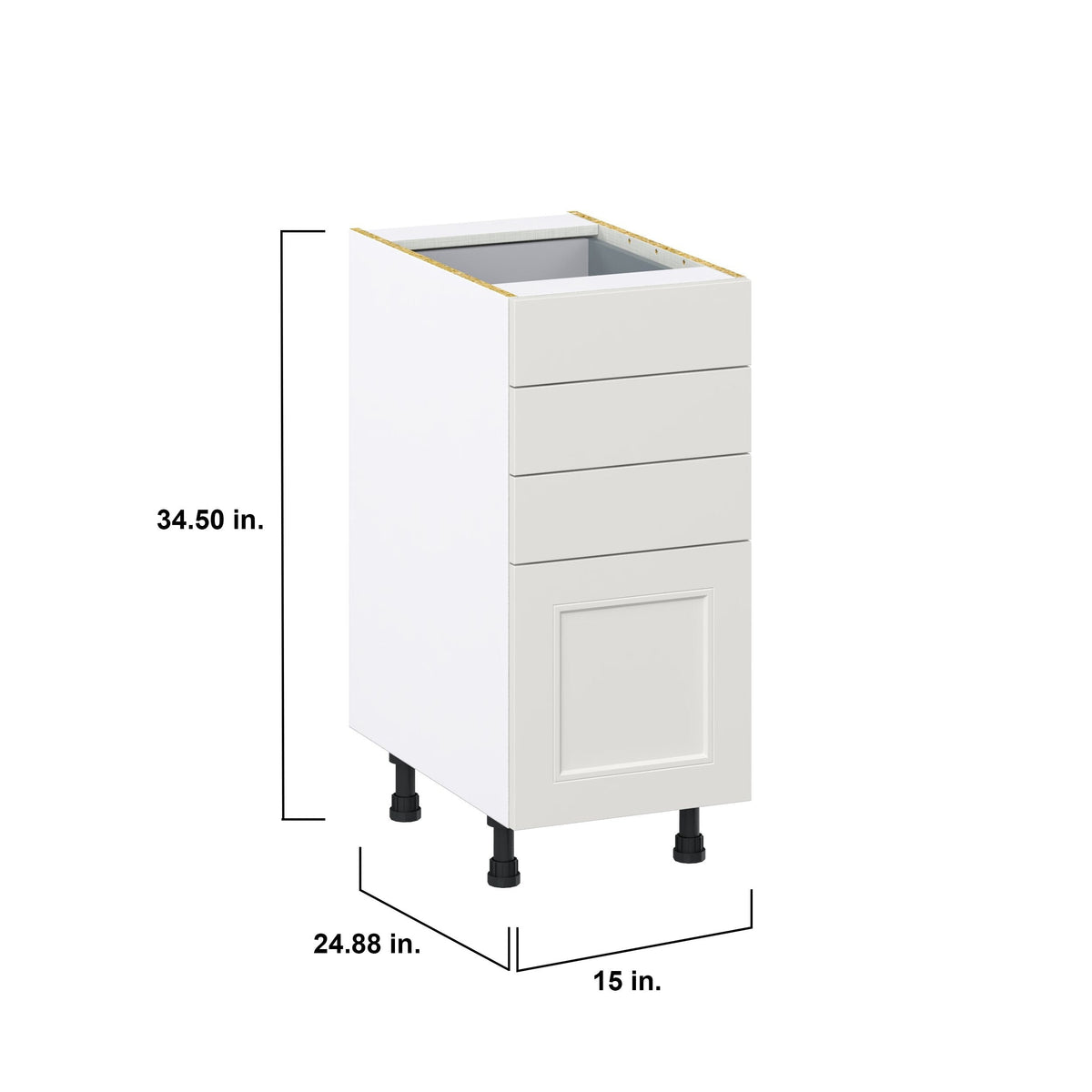 Hugo&Borg Belcourt 15-in W x 34.5-in H x 24-in D Gray Painted 4-Drawer Base Fully Assembled Cabinet (Recessed Panel Style)
