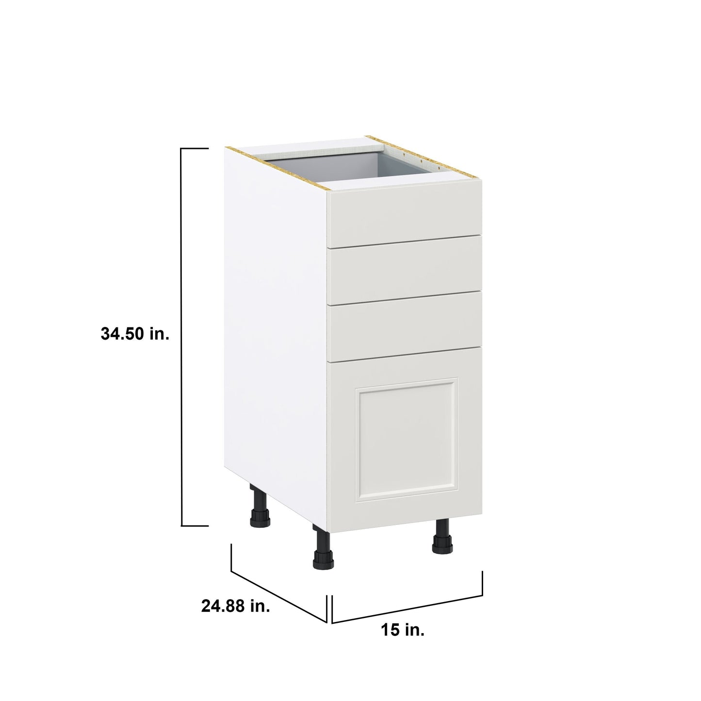 Hugo&Borg Belcourt 15-in W x 34.5-in H x 24-in D Gray Painted 4-Drawer Base Fully Assembled Cabinet (Recessed Panel Style)