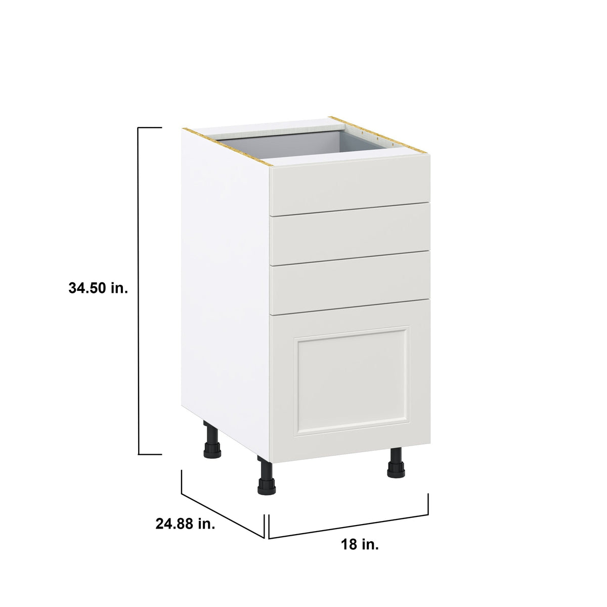 Hugo&Borg Belcourt 18-in W x 34.5-in H x 24-in D Gray Painted 4-Drawer Base Fully Assembled Cabinet (Recessed Panel Style)