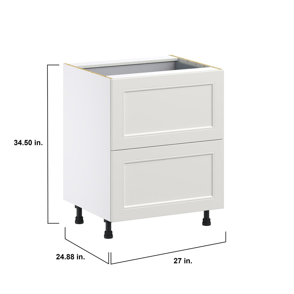 Hugo&Borg Belcourt 27-in W x 34.5-in H x 24-in D Gray Painted 3-Drawer Base Fully Assembled Cabinet (Recessed Panel Style)