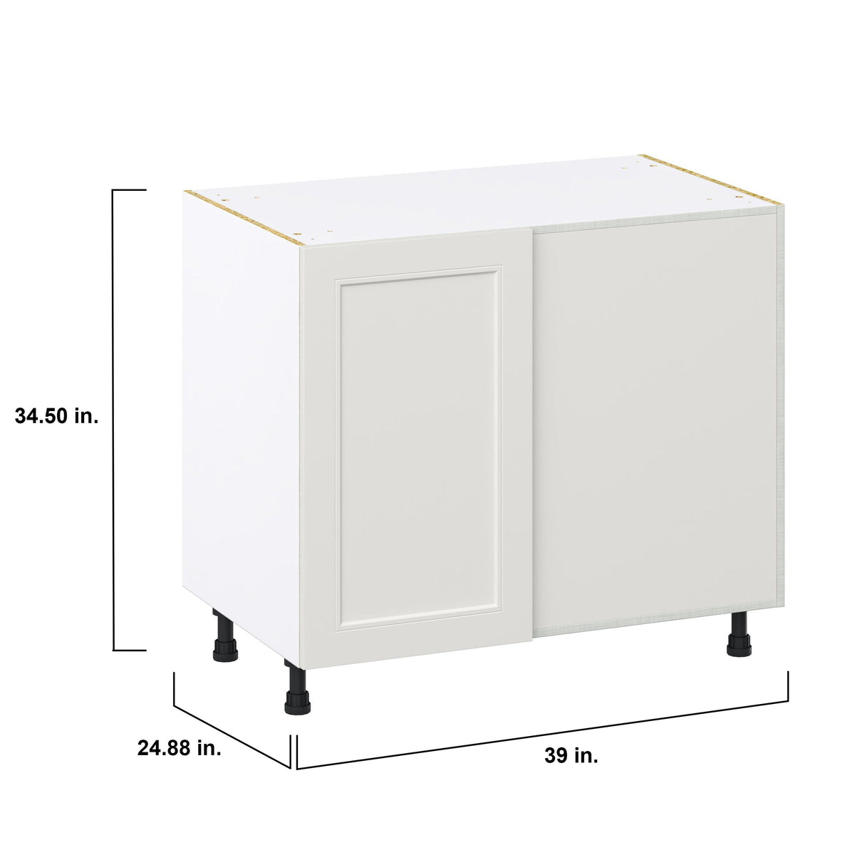 Hugo&Borg Belcourt 39-in W x 34.5-in H x 24-in D Gray Painted Blind Corner Base Fully Assembled Cabinet (Recessed Panel Shaker Style)
