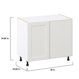 Hugo&Borg Belcourt 39-in W x 34.5-in H x 24-in D Gray Painted Blind Corner Base Fully Assembled Cabinet (Recessed Panel Shaker Style)