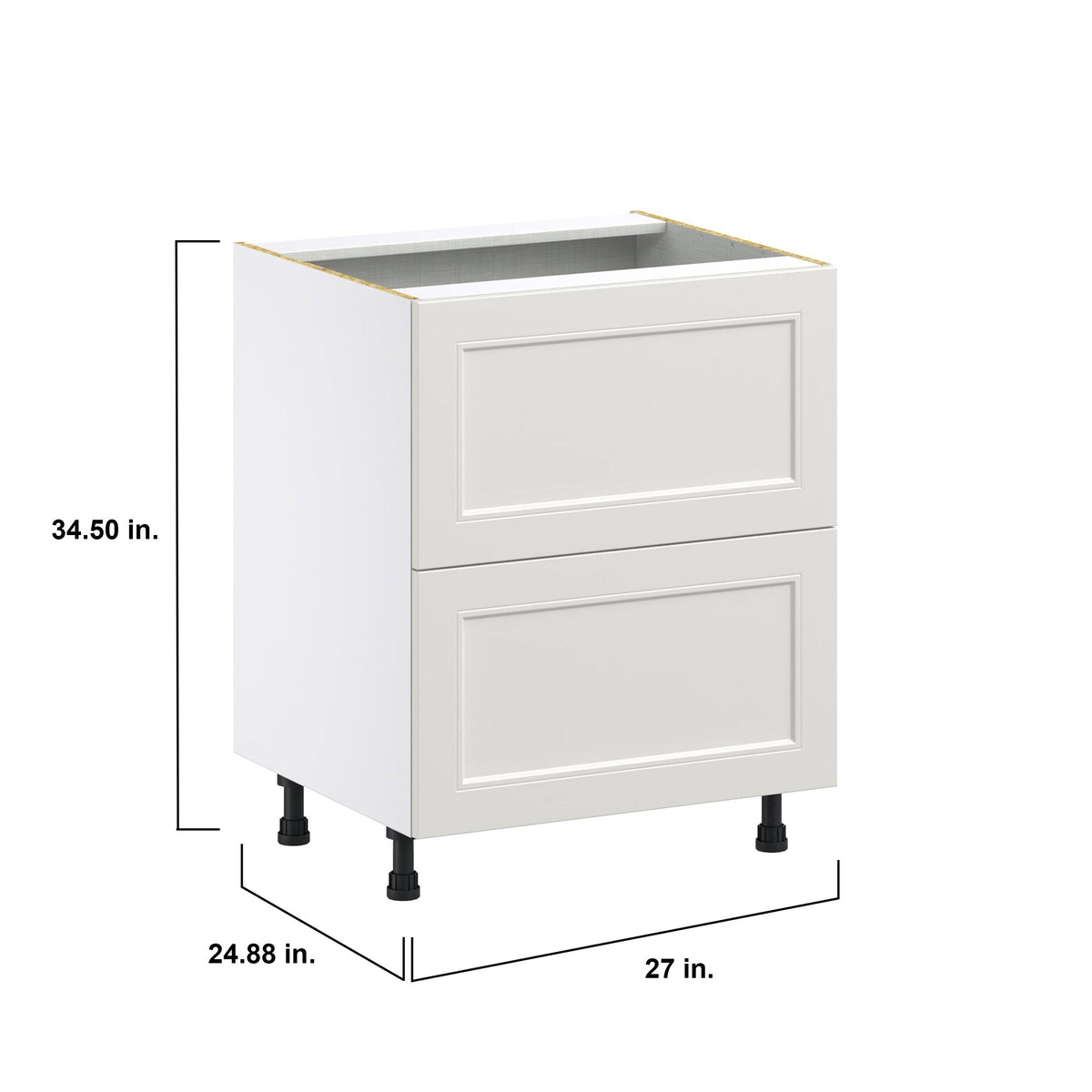 Hugo&Borg Belcourt 27-in W x 34.5-in H x 24-in D Gray Painted 2-Drawer Base Fully Assembled Cabinet (Recessed Panel Style)