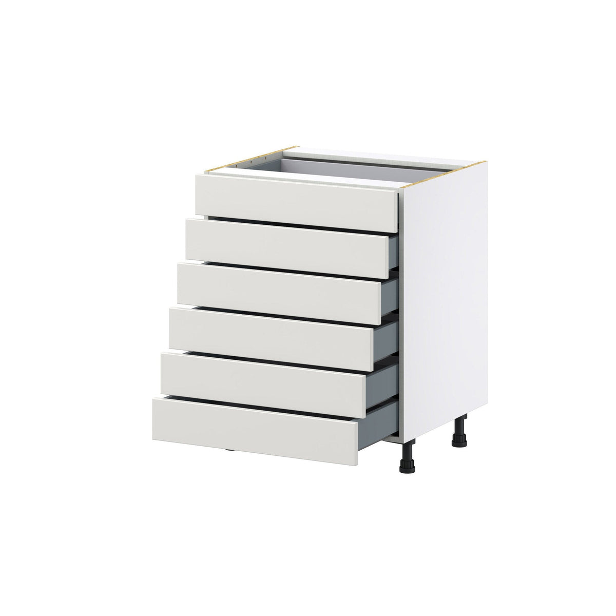 Hugo&Borg Belcourt 27-in W x 34.5-in H x 24-in D Gray Painted 6-Drawer Base Fully Assembled Cabinet (Recessed Panel Style)
