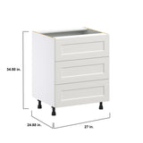 Hugo&Borg Belcourt 27-in W x 34.5-in H x 24-in D Gray Painted 3-Drawer Base Fully Assembled Cabinet (Recessed Panel Style)