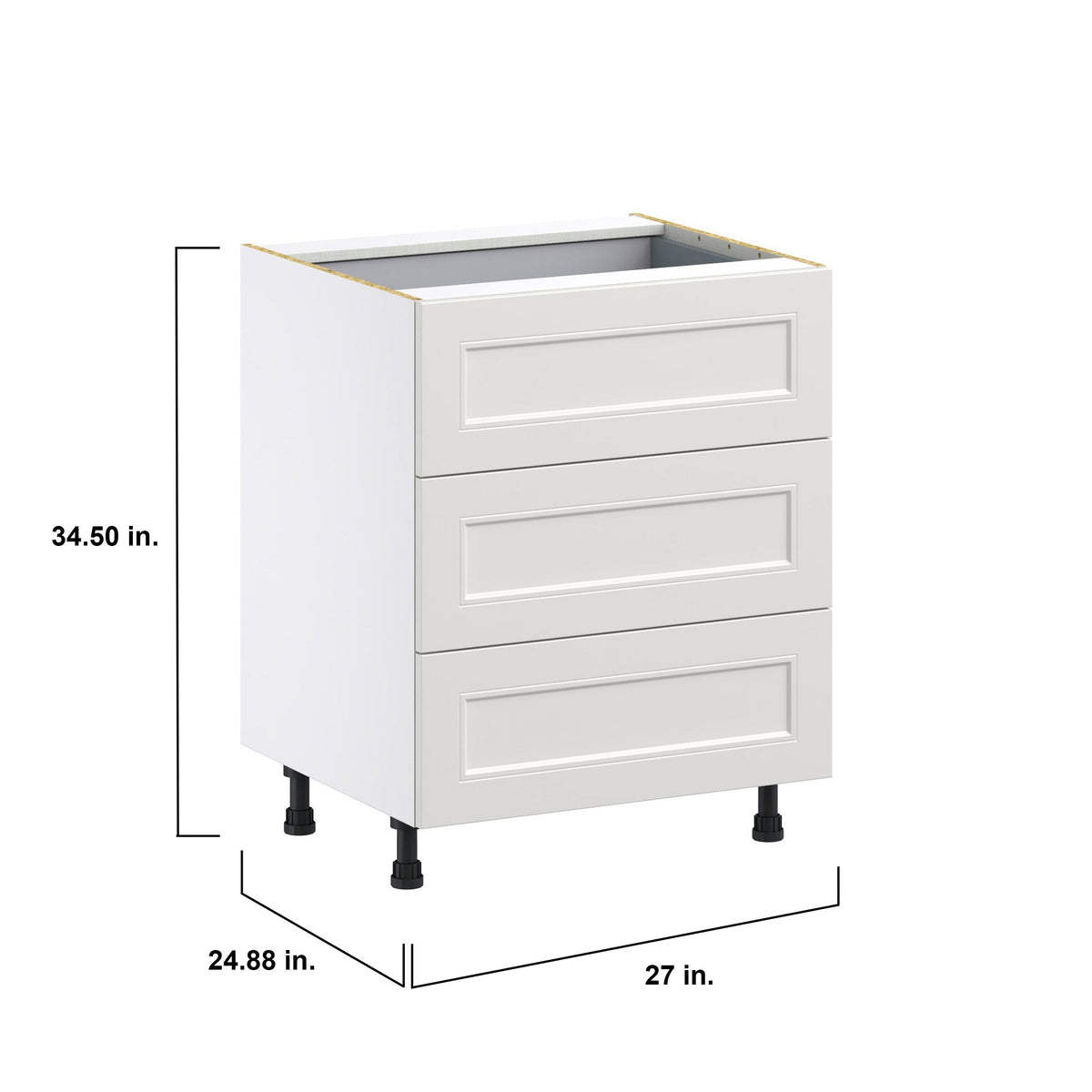 Hugo&Borg Belcourt 27-in W x 34.5-in H x 24-in D Gray Painted 4-Drawer Base Fully Assembled Cabinet (Recessed Panel Style)