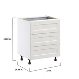 Hugo&Borg Belcourt 27-in W x 34.5-in H x 24-in D Gray Painted 4-Drawer Base Fully Assembled Cabinet (Recessed Panel Style)