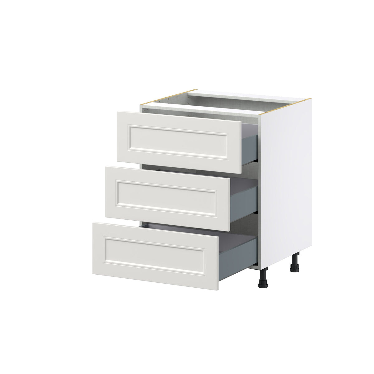 Hugo&Borg Belcourt 27-in W x 34.5-in H x 24-in D Gray Painted 3-Drawer Base Fully Assembled Cabinet (Recessed Panel Style)