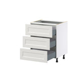 Hugo&Borg Belcourt 27-in W x 34.5-in H x 24-in D Gray Painted 3-Drawer Base Fully Assembled Cabinet (Recessed Panel Style)