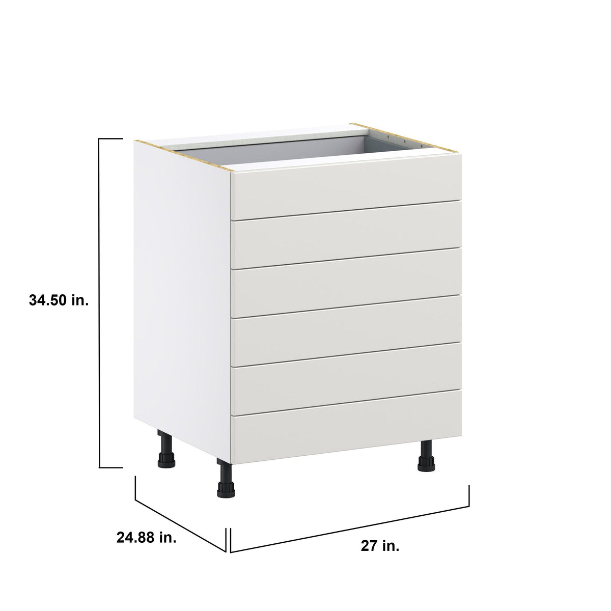 Hugo&Borg Belcourt 27-in W x 34.5-in H x 24-in D Gray Painted 6-Drawer Base Fully Assembled Cabinet (Recessed Panel Style)