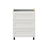 Hugo&Borg Belcourt 27-in W x 34.5-in H x 24-in D Gray Painted 3-Drawer Base Fully Assembled Cabinet (Recessed Panel Style)