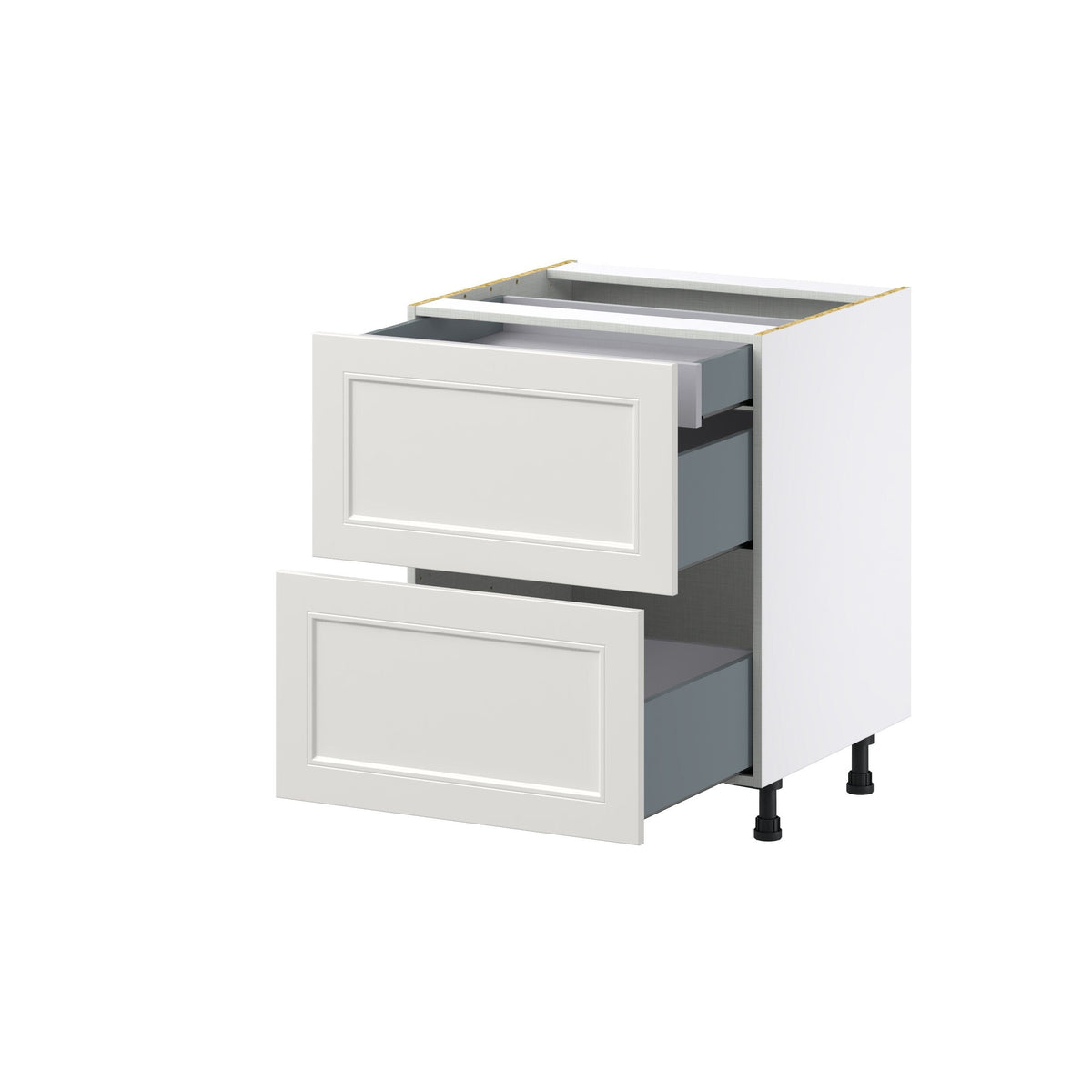 Hugo&Borg Belcourt 27-in W x 34.5-in H x 24-in D Gray Painted 3-Drawer Base Fully Assembled Cabinet (Recessed Panel Style)