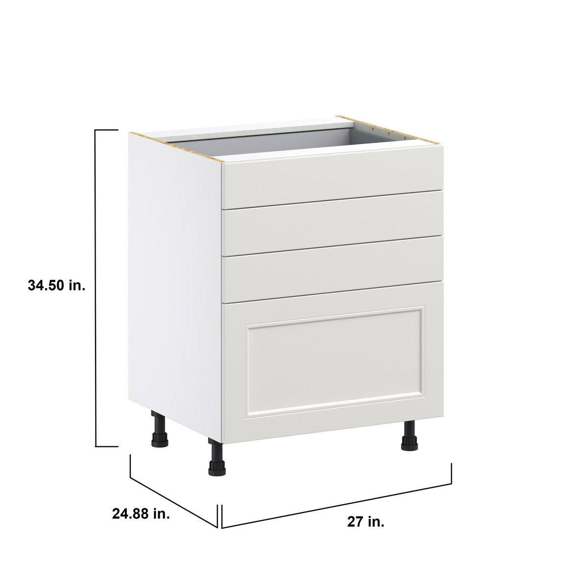 Hugo&Borg Belcourt 27-in W x 34.5-in H x 24-in D Gray Painted 4-Drawer Base Fully Assembled Cabinet (Recessed Panel Style)