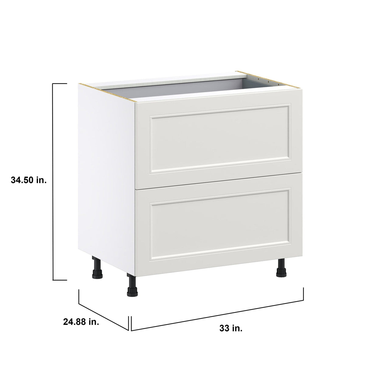 Hugo&Borg Belcourt 33-in W x 34.5-in H x 24-in D Gray Painted 3-Drawer Base Fully Assembled Cabinet (Recessed Panel Style)