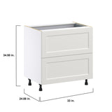 Hugo&Borg Belcourt 33-in W x 34.5-in H x 24-in D Gray Painted 3-Drawer Base Fully Assembled Cabinet (Recessed Panel Style)