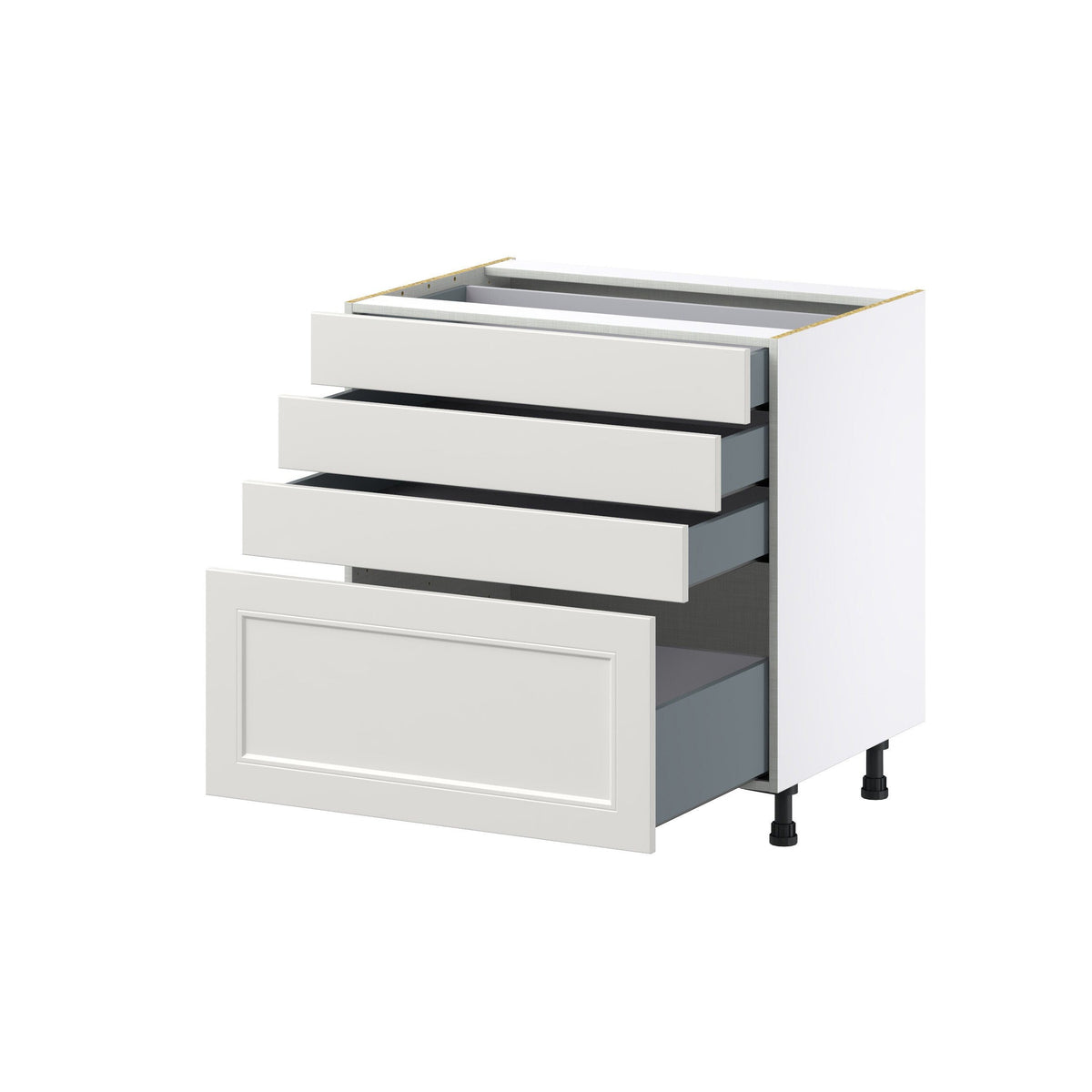 Hugo&Borg Belcourt 33-in W x 34.5-in H x 24-in D Gray Painted 4-Drawer Base Fully Assembled Cabinet (Recessed Panel Style)