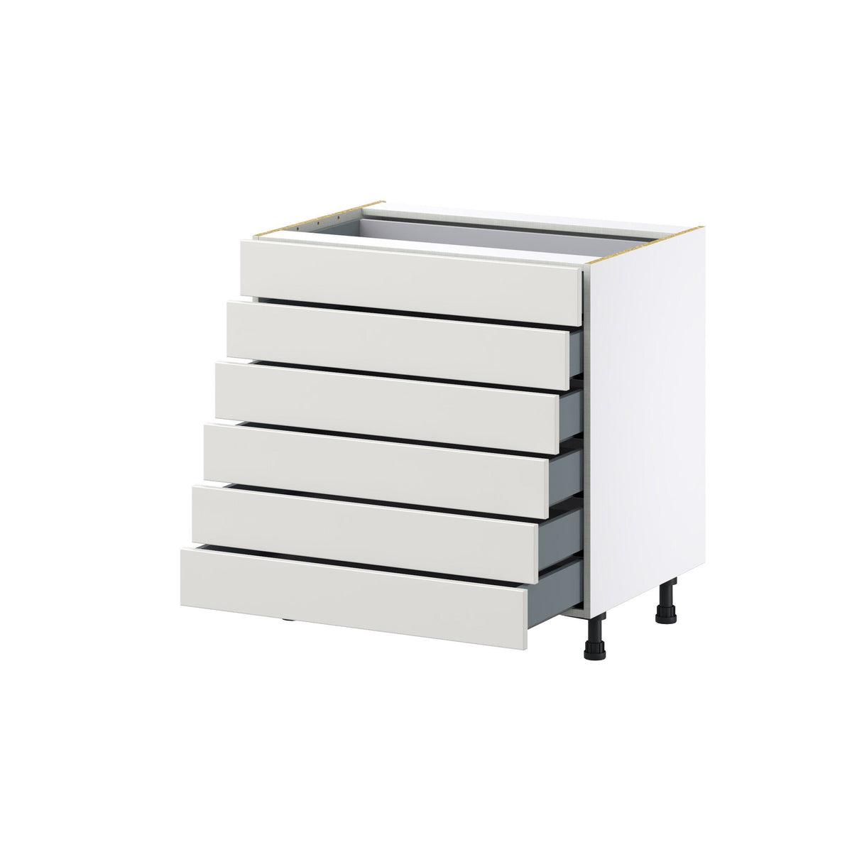 Hugo&Borg Belcourt 33-in W x 34.5-in H x 24-in D Gray Painted 6-Drawer Base Fully Assembled Cabinet (Recessed Panel Style)