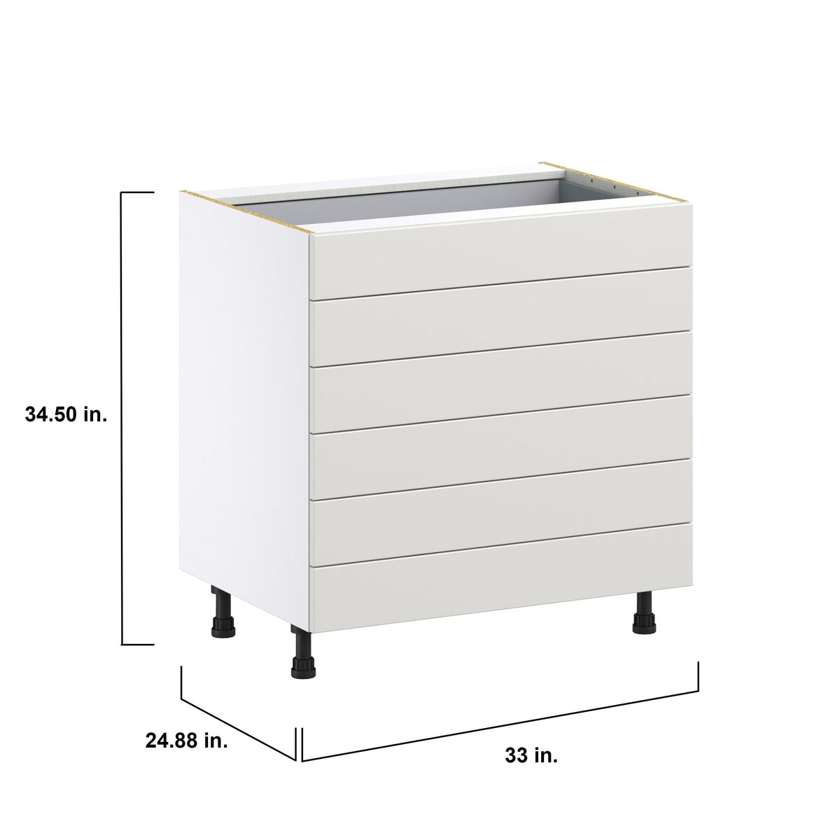 Hugo&Borg Belcourt 33-in W x 34.5-in H x 24-in D Gray Painted 6-Drawer Base Fully Assembled Cabinet (Recessed Panel Style)