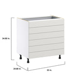 Hugo&Borg Belcourt 33-in W x 34.5-in H x 24-in D Gray Painted 6-Drawer Base Fully Assembled Cabinet (Recessed Panel Style)