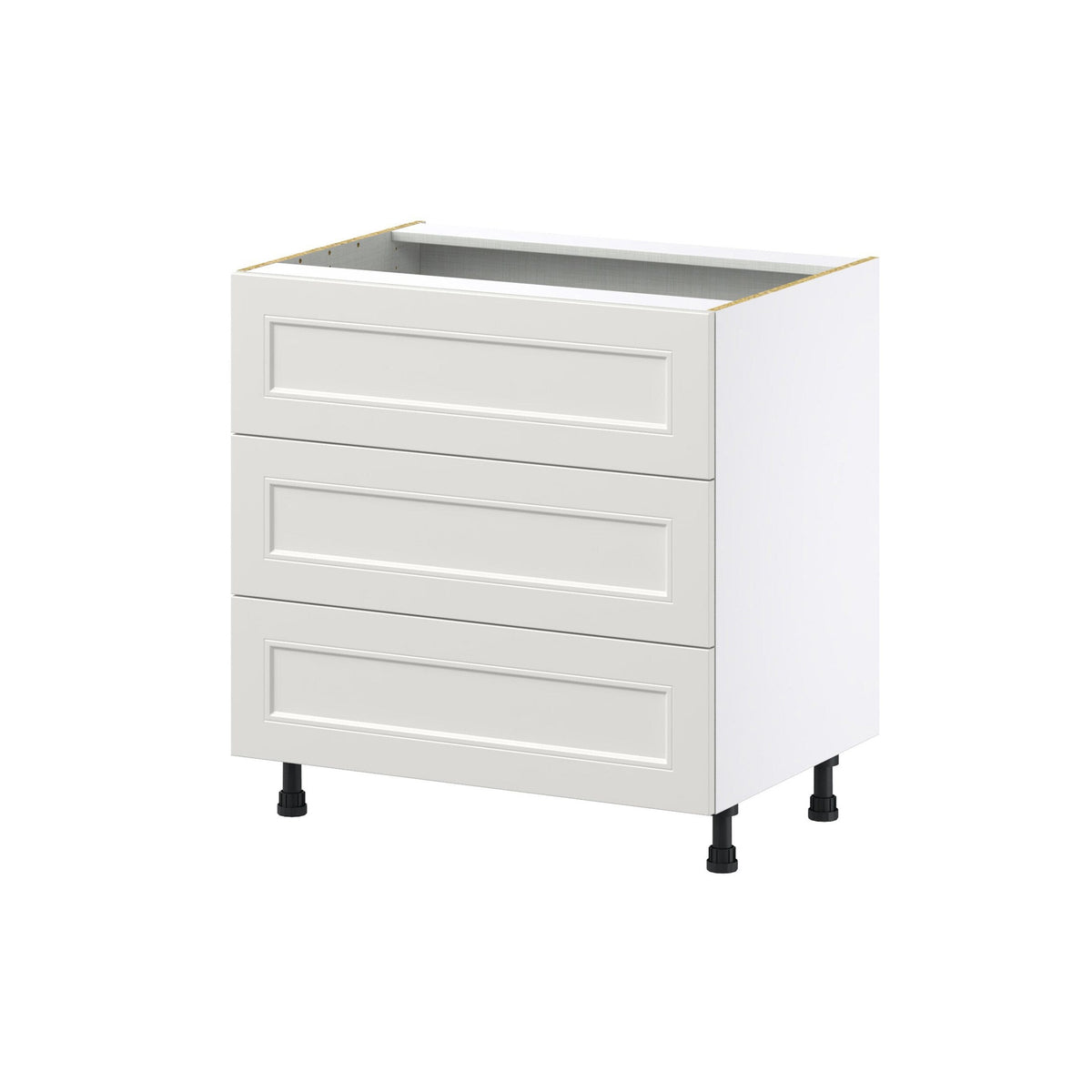 Hugo&Borg Belcourt 33-in W x 34.5-in H x 24-in D Gray Painted 3-Drawer Base Fully Assembled Cabinet (Recessed Panel Style)