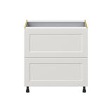 Hugo&Borg Belcourt 33-in W x 34.5-in H x 24-in D Gray Painted 3-Drawer Base Fully Assembled Cabinet (Recessed Panel Style)
