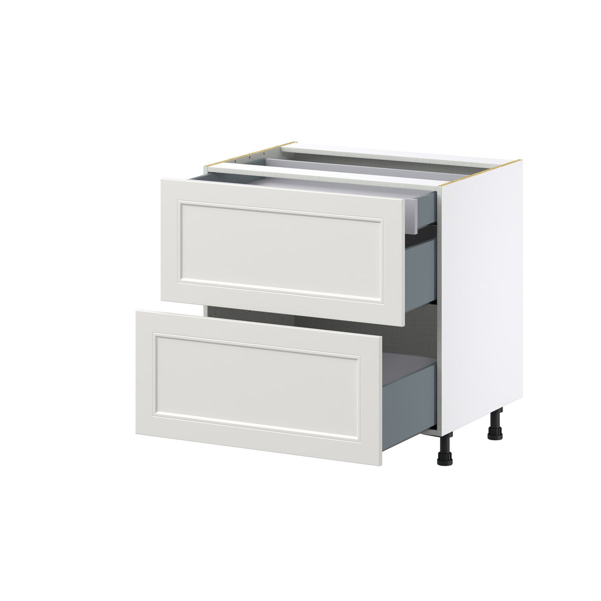 Hugo&Borg Belcourt 33-in W x 34.5-in H x 24-in D Gray Painted 3-Drawer Base Fully Assembled Cabinet (Recessed Panel Style)
