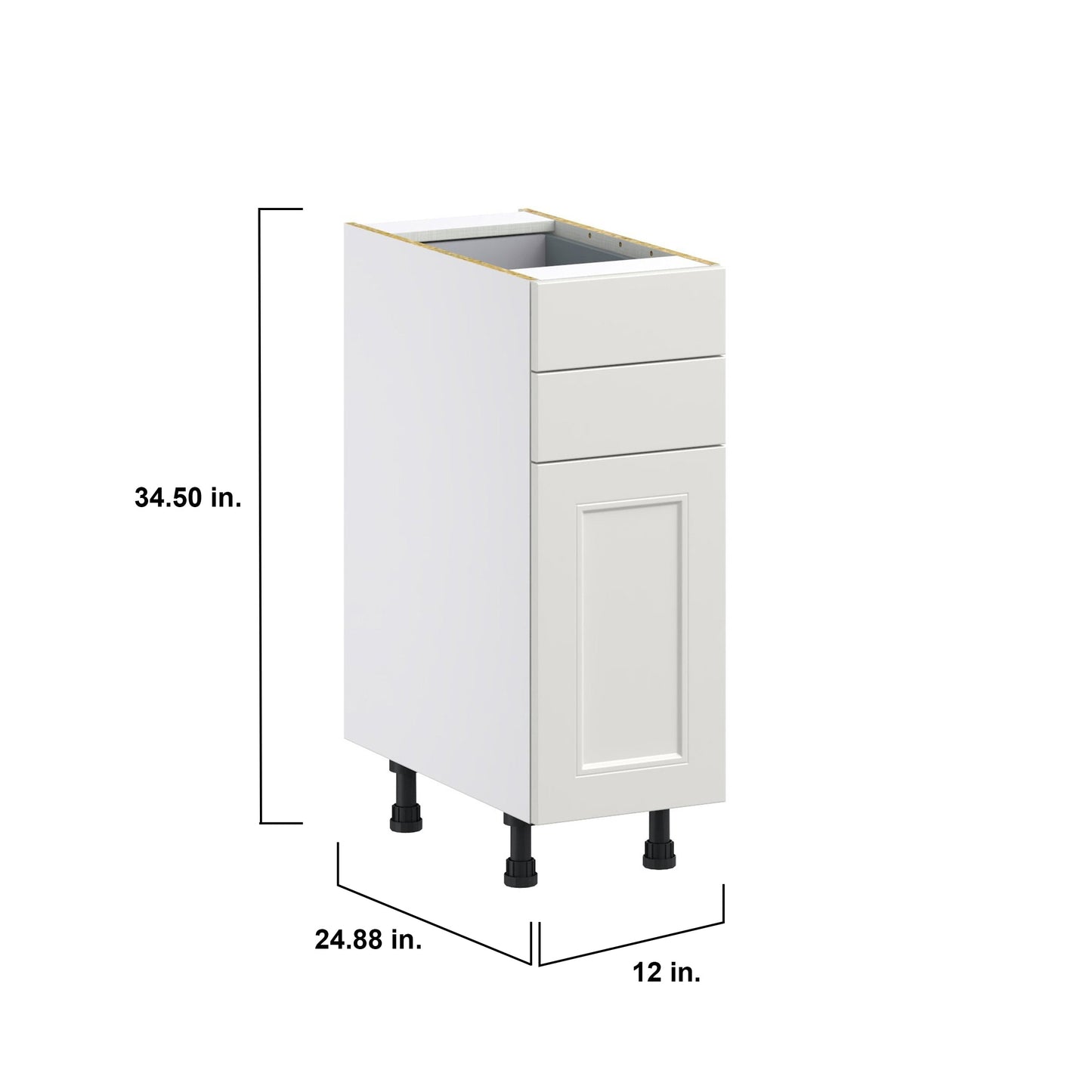 Hugo&Borg Belcourt 12-in W x 34.5-in H x 24-in D Gray Painted 2-Drawers Base Fully Assembled Cabinet (Recessed Panel Shaker Style)
