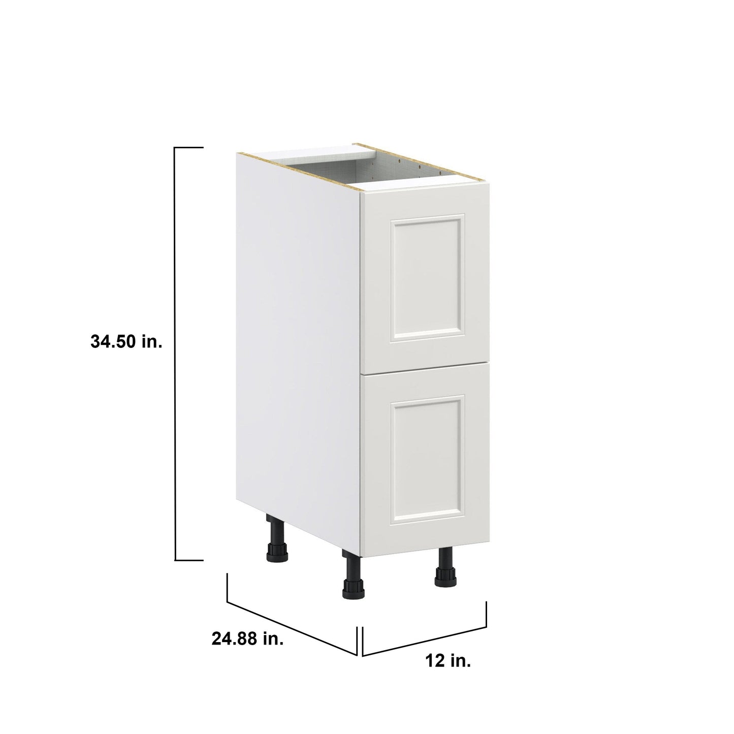 Hugo&Borg Belcourt 12-in W x 34.5-in H x 24-in D Gray Painted 2-Drawer Base Fully Assembled Cabinet (Recessed Panel Style)