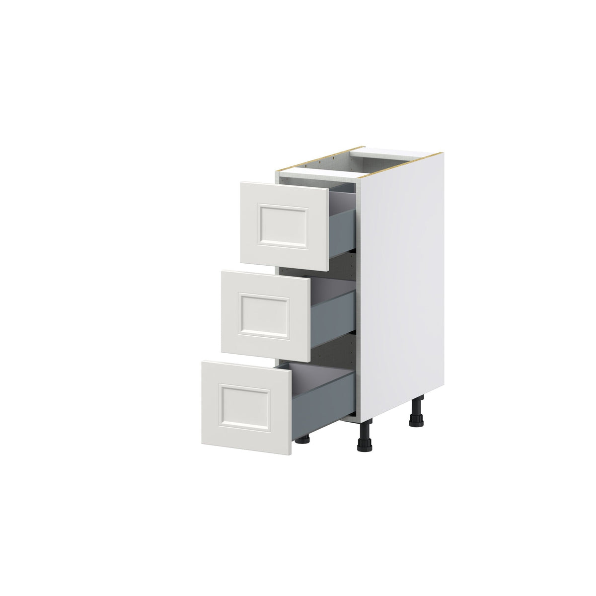 Hugo&Borg Belcourt 12-in W x 34.5-in H x 24-in D Gray Painted 3-Drawer Base Fully Assembled Cabinet (Recessed Panel Style)