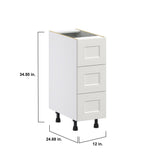 Hugo&Borg Belcourt 12-in W x 34.5-in H x 24-in D Gray Painted 3-Drawer Base Fully Assembled Cabinet (Recessed Panel Style)