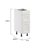 Hugo&Borg Belcourt 12-in W x 34.5-in H x 24-in D Gray Painted 3-Drawer Base Fully Assembled Cabinet (Recessed Panel Style)