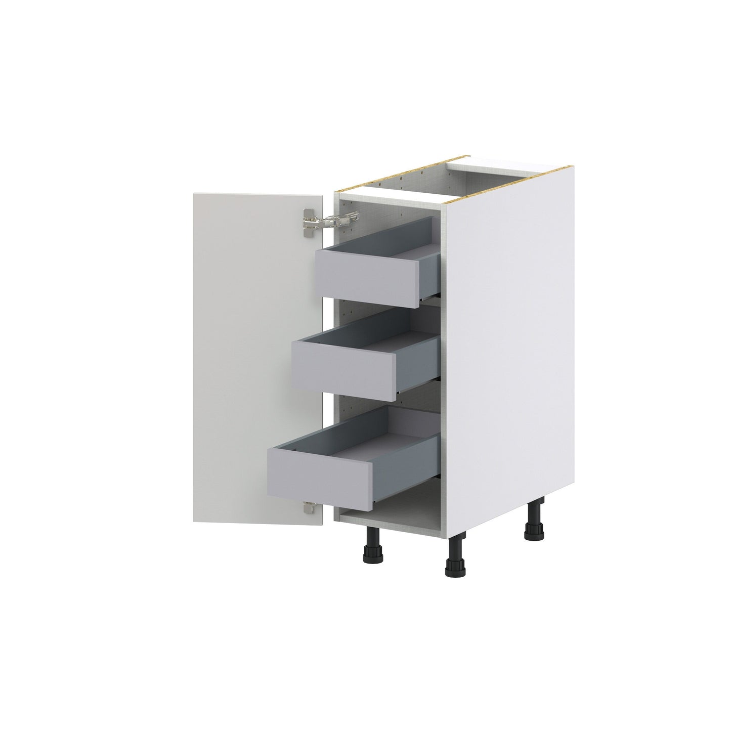 Hugo&Borg Belcourt 12-in W x 34.5-in H x 24-in D Gray Painted 3-Drawers Base Fully Assembled Cabinet (Recessed Panel Shaker Style)