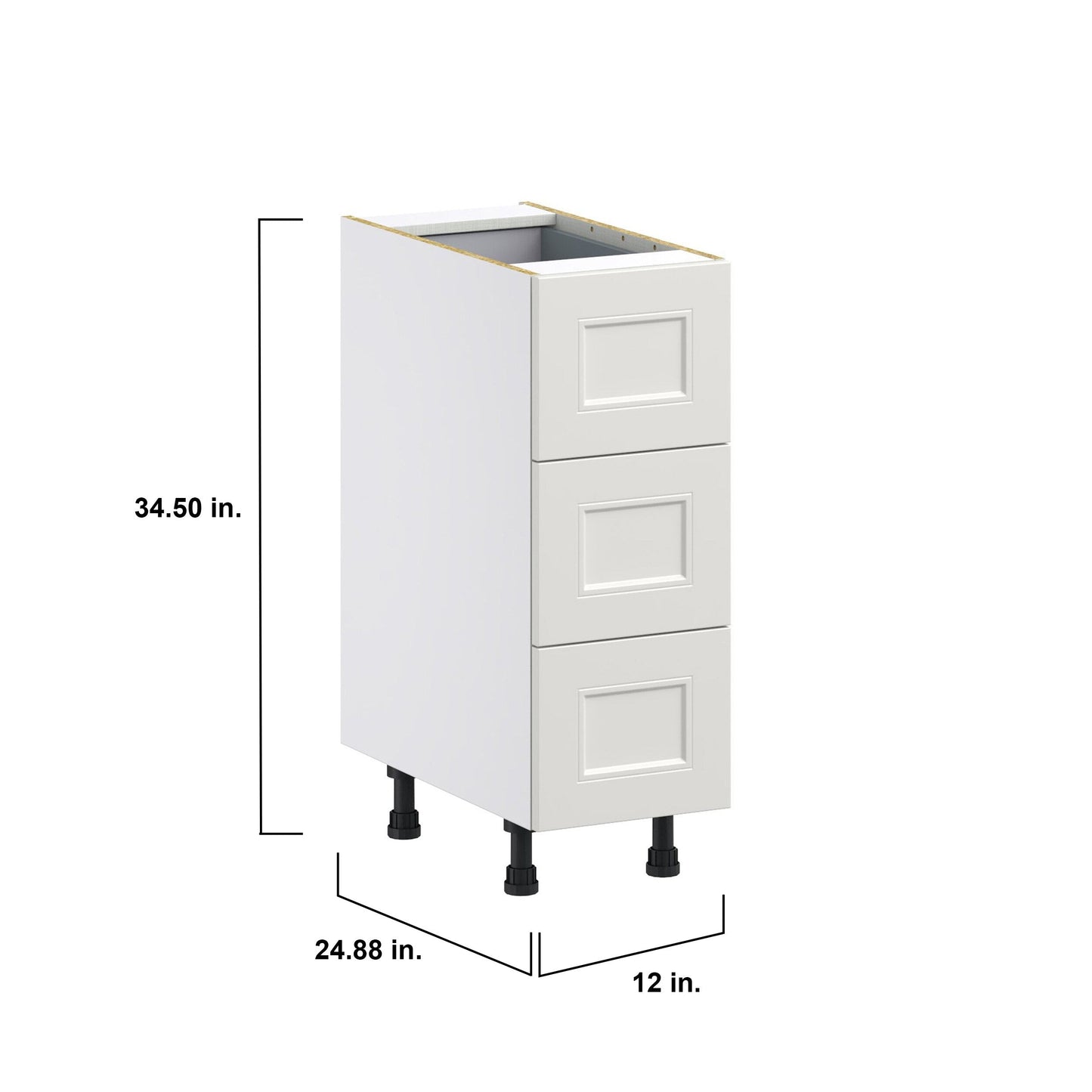 Hugo&Borg Belcourt 12-in W x 34.5-in H x 24-in D Gray Painted 4-Drawer Base Fully Assembled Cabinet (Recessed Panel Style)