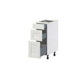 Hugo&Borg Belcourt 12-in W x 34.5-in H x 24-in D Gray Painted 3-Drawer Base Fully Assembled Cabinet (Recessed Panel Style)