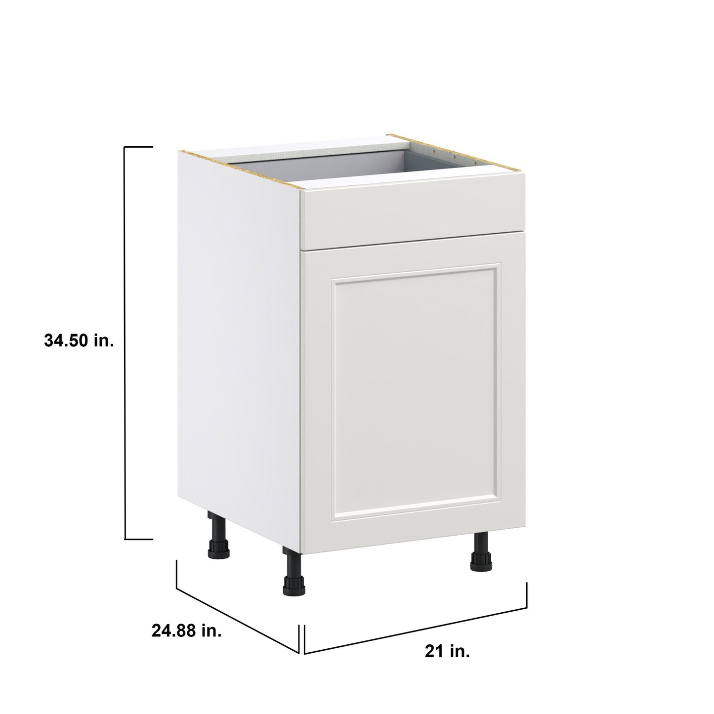Hugo&Borg Belcourt 21-in W x 34.5-in H x 24-in D Gray Painted 1-Drawer Base Fully Assembled Cabinet (Recessed Panel Shaker Style)