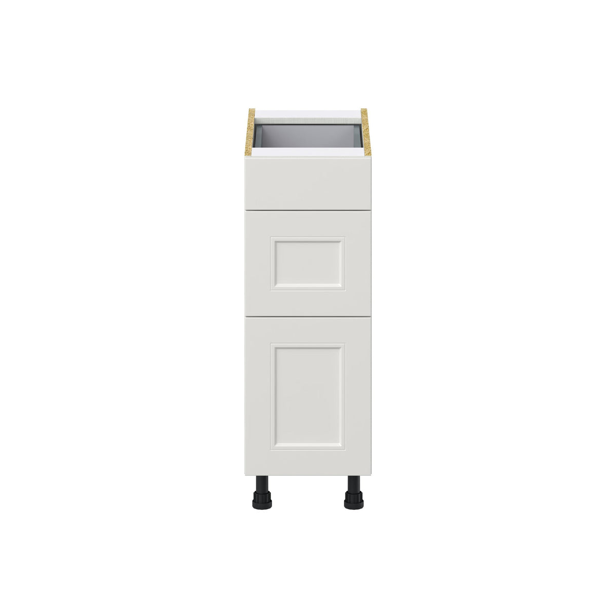 Hugo&Borg Belcourt 12-in W x 34.5-in H x 24-in D Gray Painted 3-Drawer Base Fully Assembled Cabinet (Recessed Panel Style)