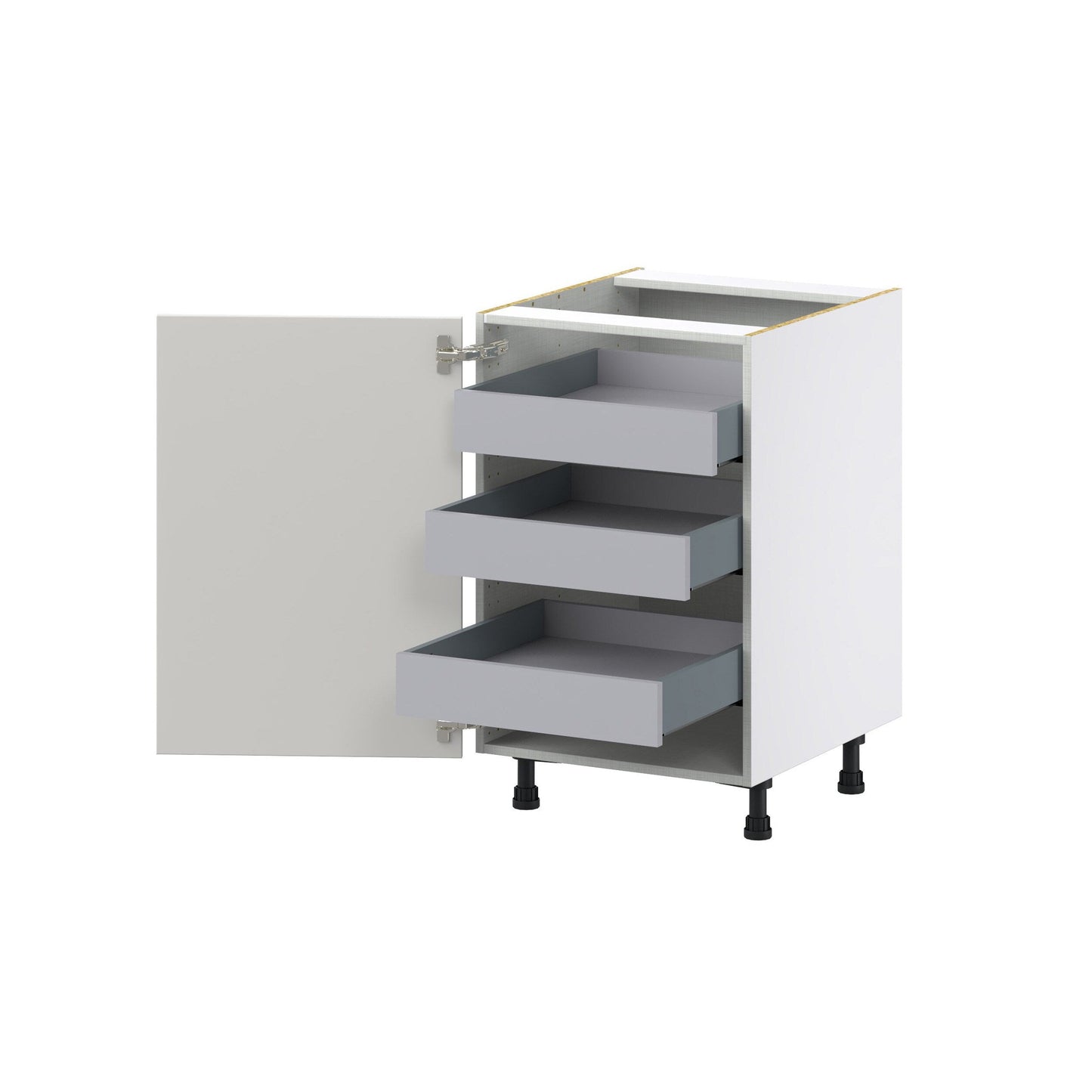 Hugo&Borg Belcourt 21-in W x 34.5-in H x 24-in D Gray Painted 3-Drawers Base Fully Assembled Cabinet (Recessed Panel Shaker Style)
