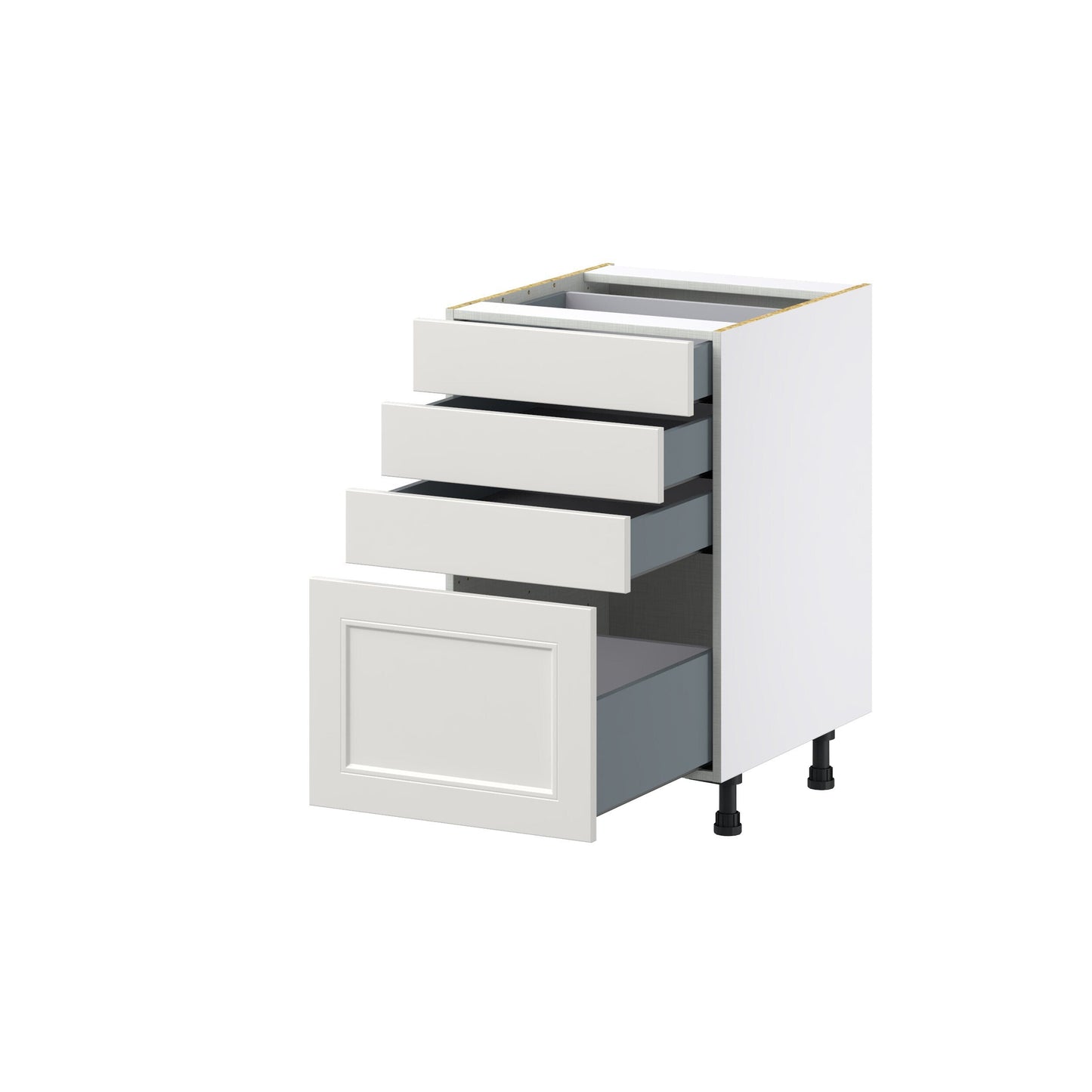 Hugo&Borg Belcourt 21-in W x 34.5-in H x 24-in D Gray Painted 4-Drawer Base Fully Assembled Cabinet (Recessed Panel Style)