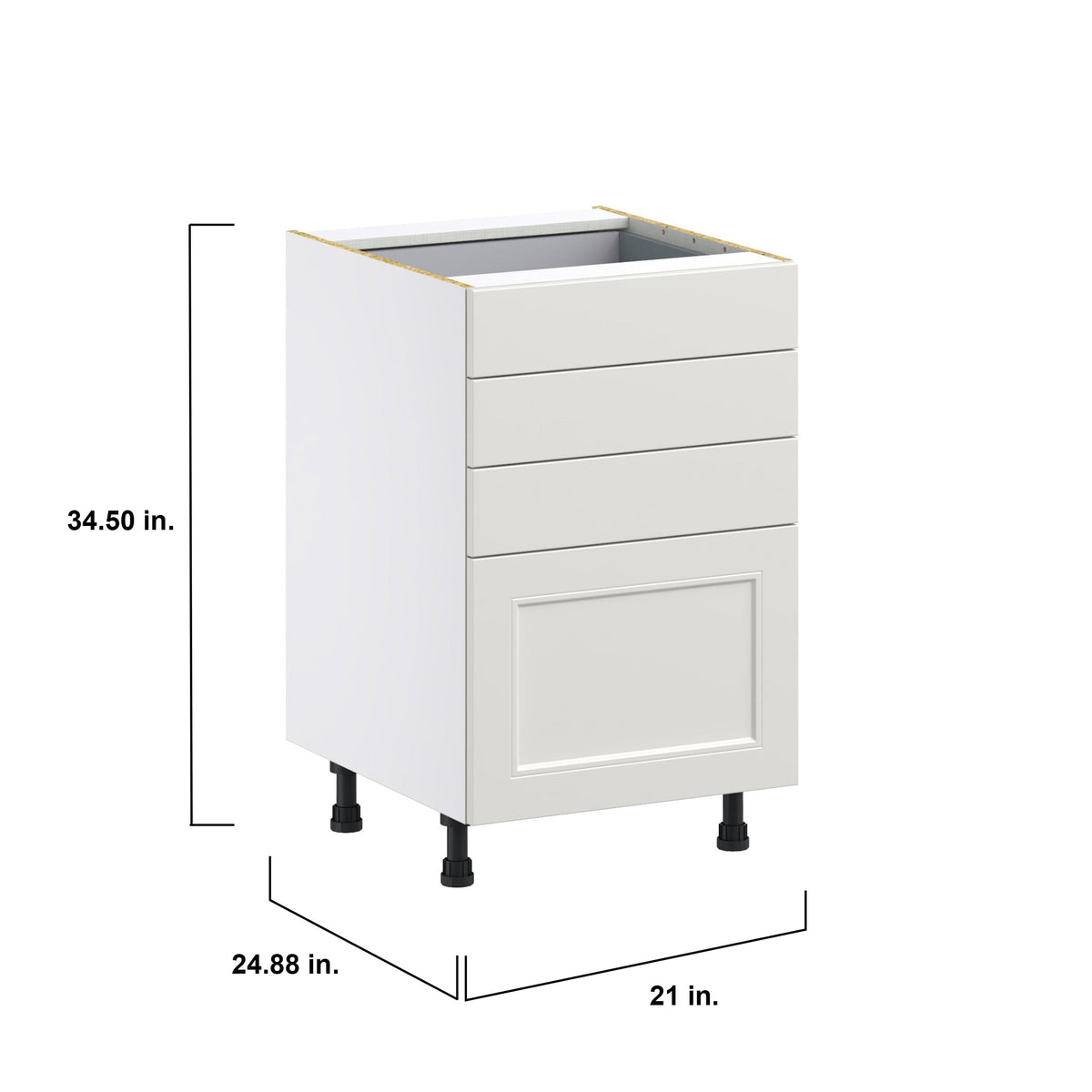 Hugo&Borg Belcourt 21-in W x 34.5-in H x 24-in D Gray Painted 4-Drawer Base Fully Assembled Cabinet (Recessed Panel Style)