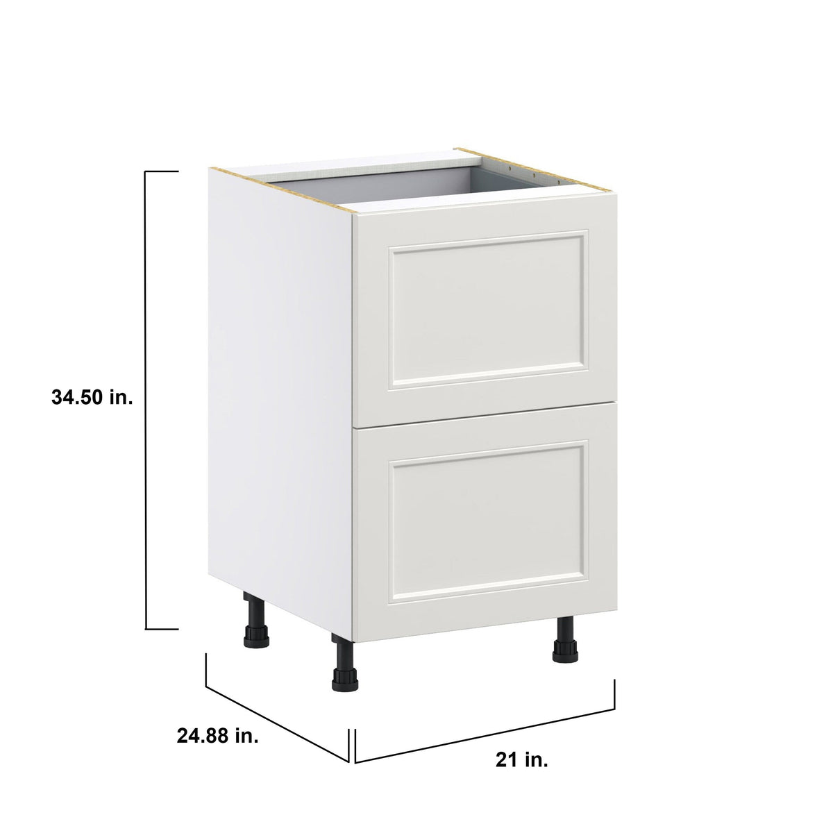 Hugo&Borg Belcourt 21-in W x 34.5-in H x 24-in D Gray Painted 3-Drawer Base Fully Assembled Cabinet (Recessed Panel Style)