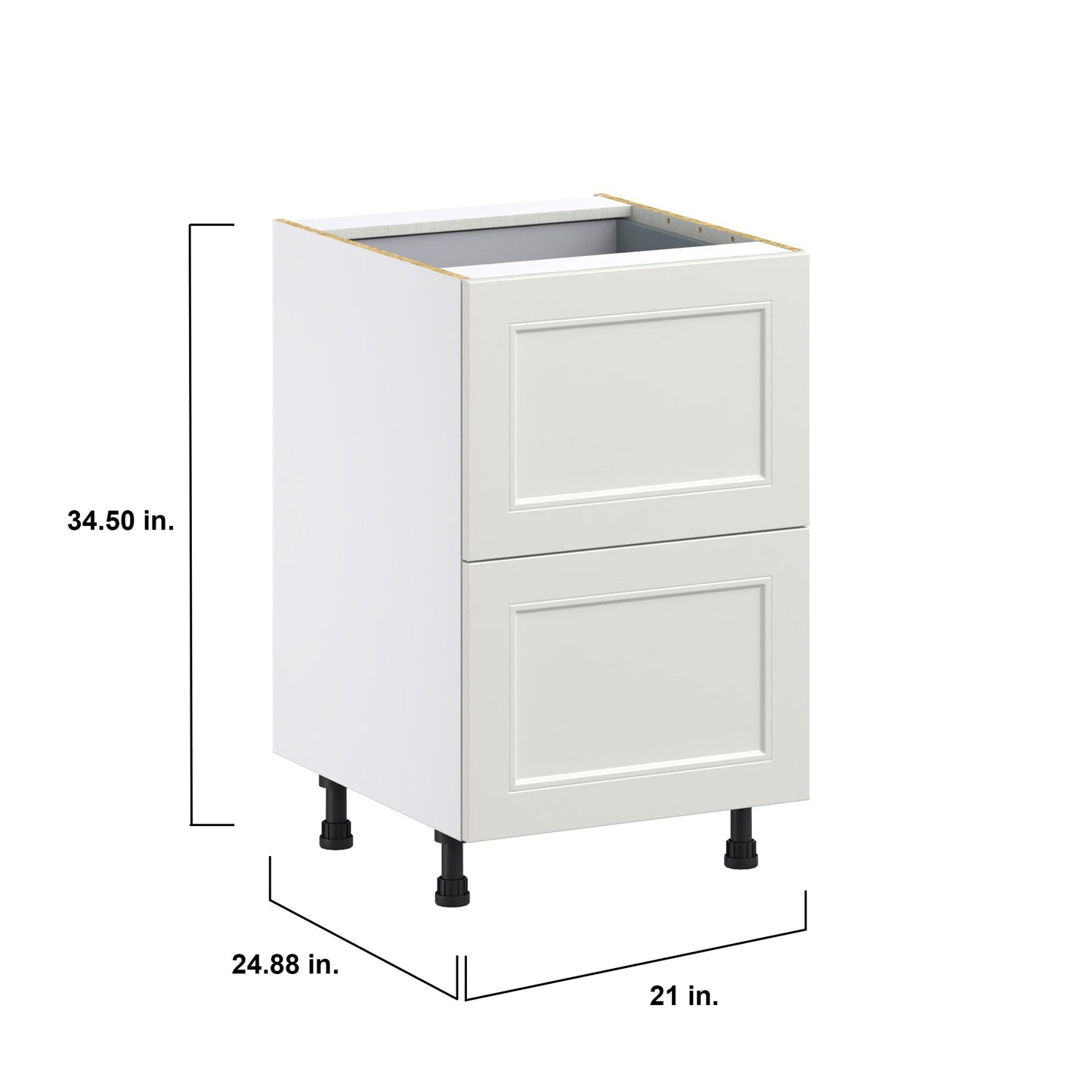 Hugo&Borg Belcourt 21-in W x 34.5-in H x 24-in D Gray Painted 3-Drawer Base Fully Assembled Cabinet (Recessed Panel Style)