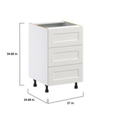 Hugo&Borg Belcourt 21-in W x 34.5-in H x 24-in D Gray Painted 3-Drawer Base Fully Assembled Cabinet (Recessed Panel Style)