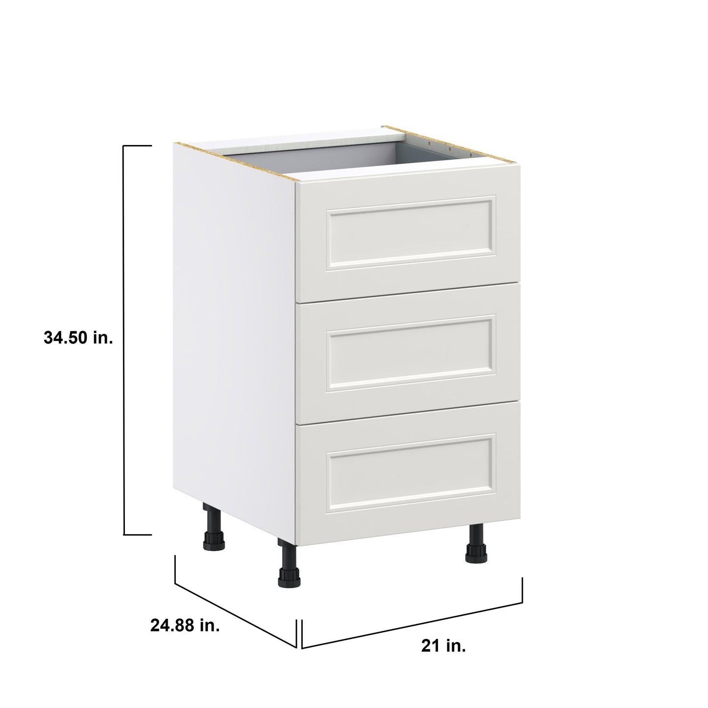 Hugo&Borg Belcourt 21-in W x 34.5-in H x 24-in D Gray Painted 4-Drawer Base Fully Assembled Cabinet (Recessed Panel Style)