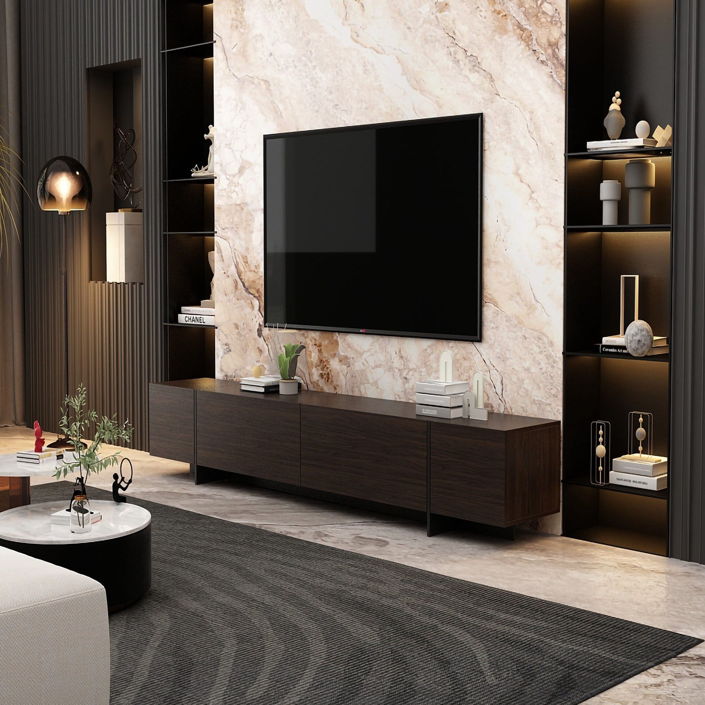 FUFU&GAGA Modern/Contemporary Brown Tv Cabinet (Accommodates TVs more than 70-in)